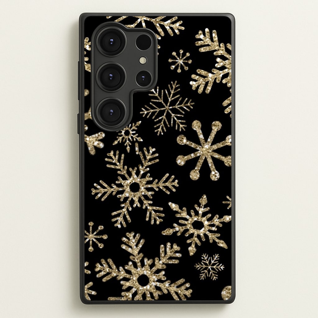 Gold Snowflake Pattern - Phone Case for Galaxy S25 Ultra