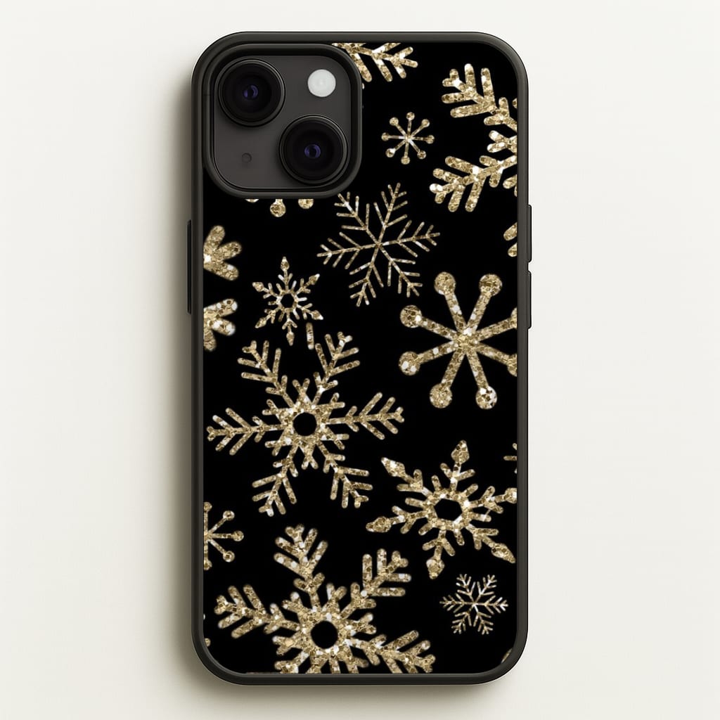 Gold Snowflake Pattern - Phone Case for iPhone 13