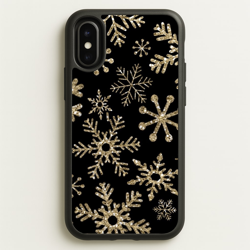 Gold Snowflake Pattern - Phone Case for iPhone X / XS