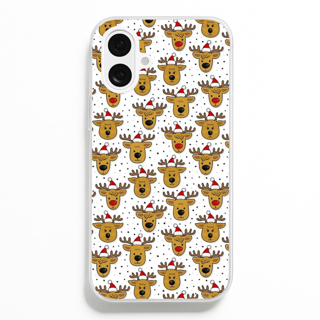 Reindeers In Santa Hats Pattern - Phone Case for iPhone 16 Plus