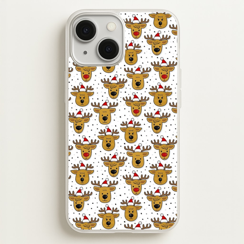 Reindeers In Santa Hats Pattern - Phone Case for iPhone 13 Mini
