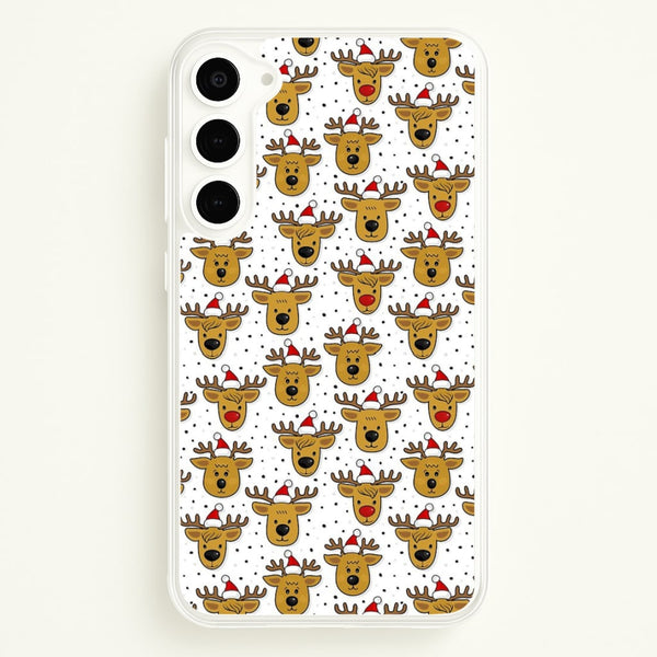 Reindeers In Santa Hats Pattern - Phone Case for Galaxy S23