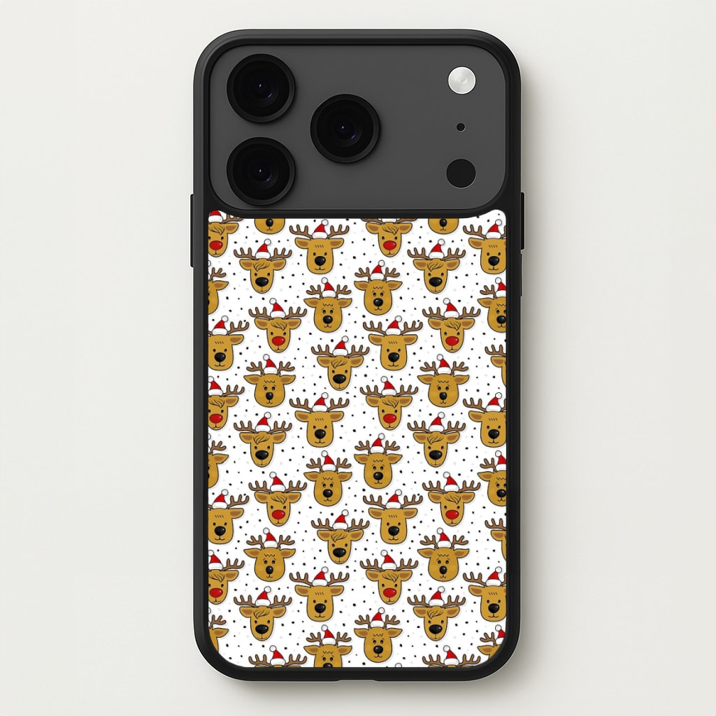 Reindeers In Santa Hats Pattern Phone Case for iPhone 17 Pro Max