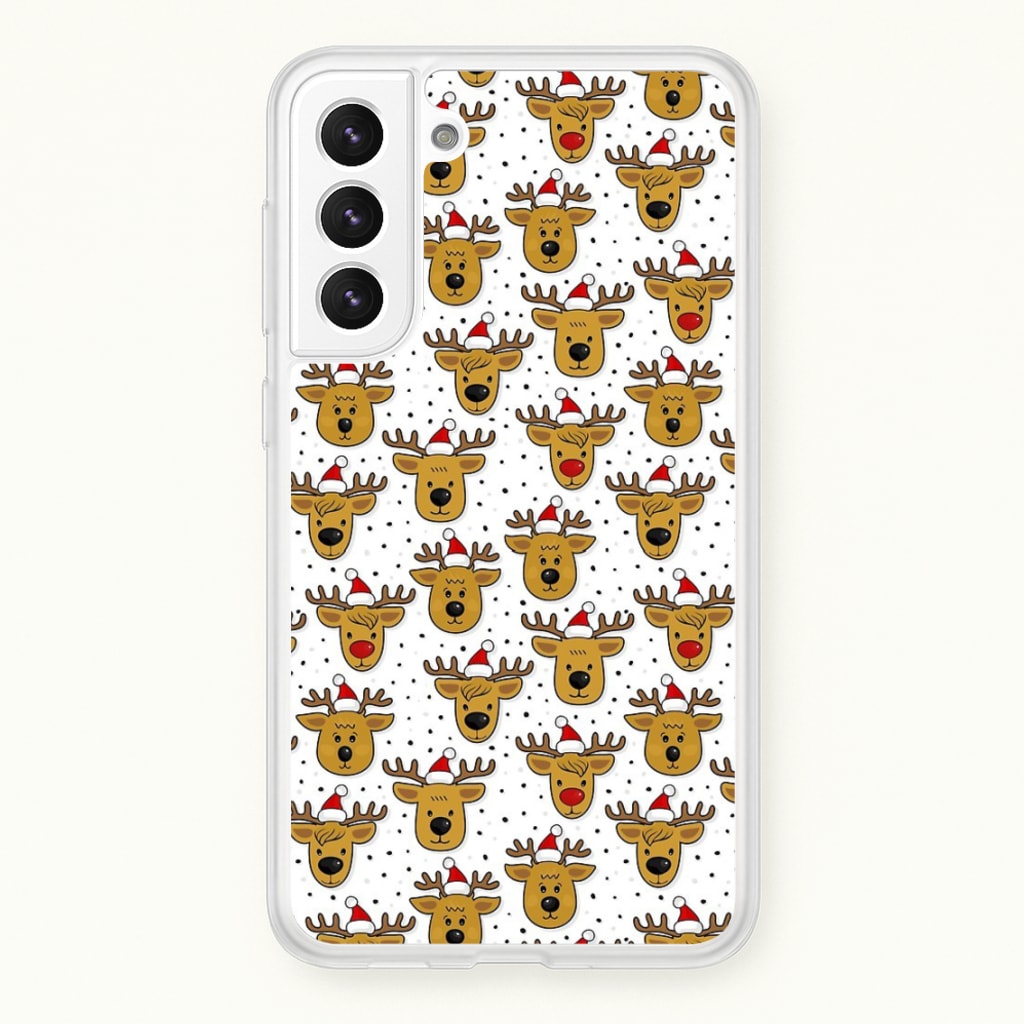 Reindeers In Santa Hats Pattern - Phone Case for Galaxy S21