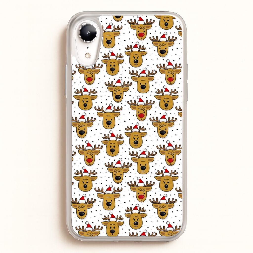 Reindeers In Santa Hats Pattern - Phone Case for iPhone XR