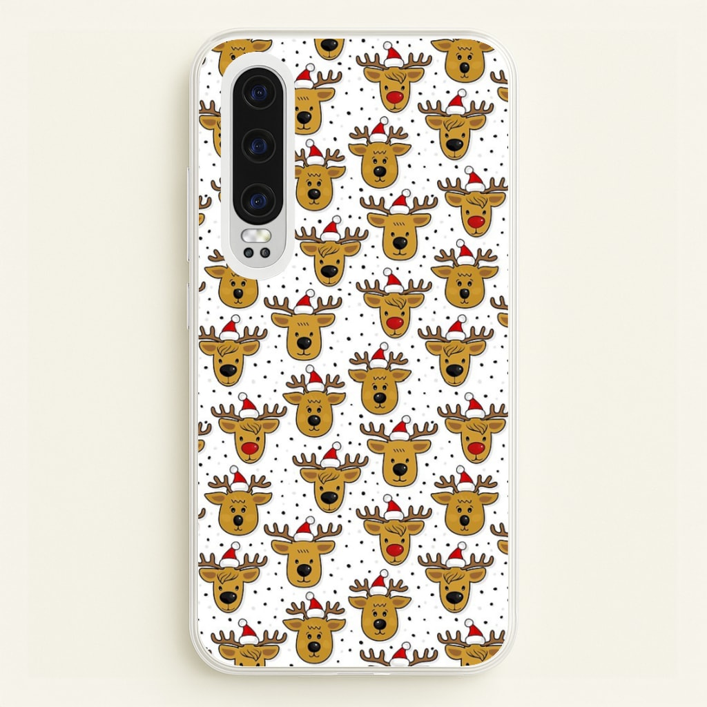Reindeers In Santa Hats Pattern - Phone Case for Huawei P30