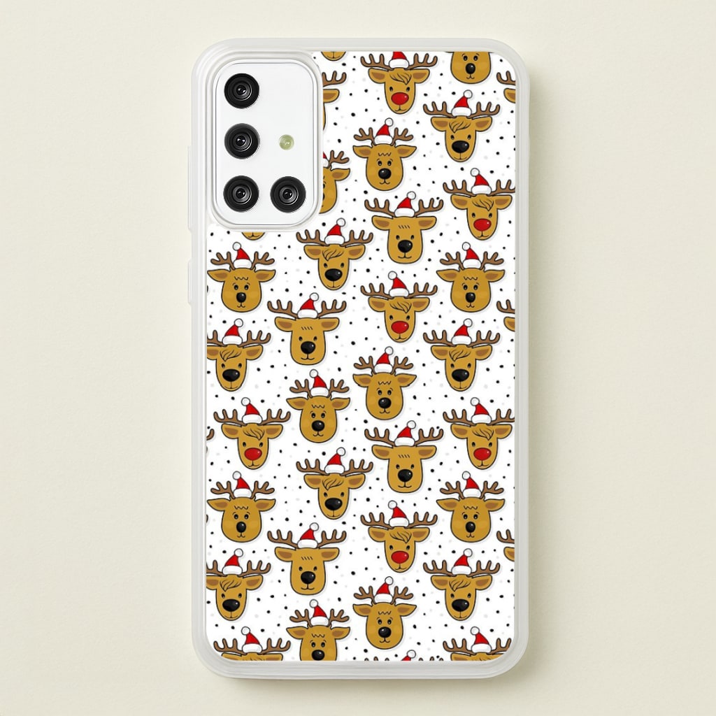 Reindeers In Santa Hats Pattern - Phone Case for Galaxy A71