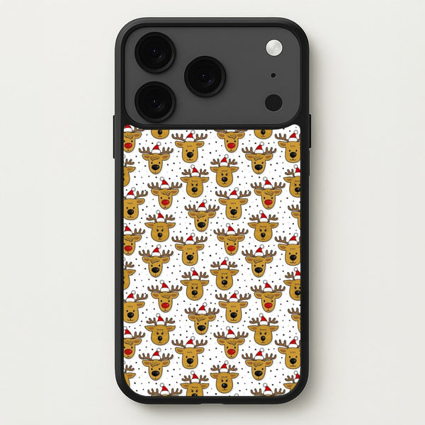 Reindeers In Santa Hats Pattern Phone Case for iPhone 17 Pro
