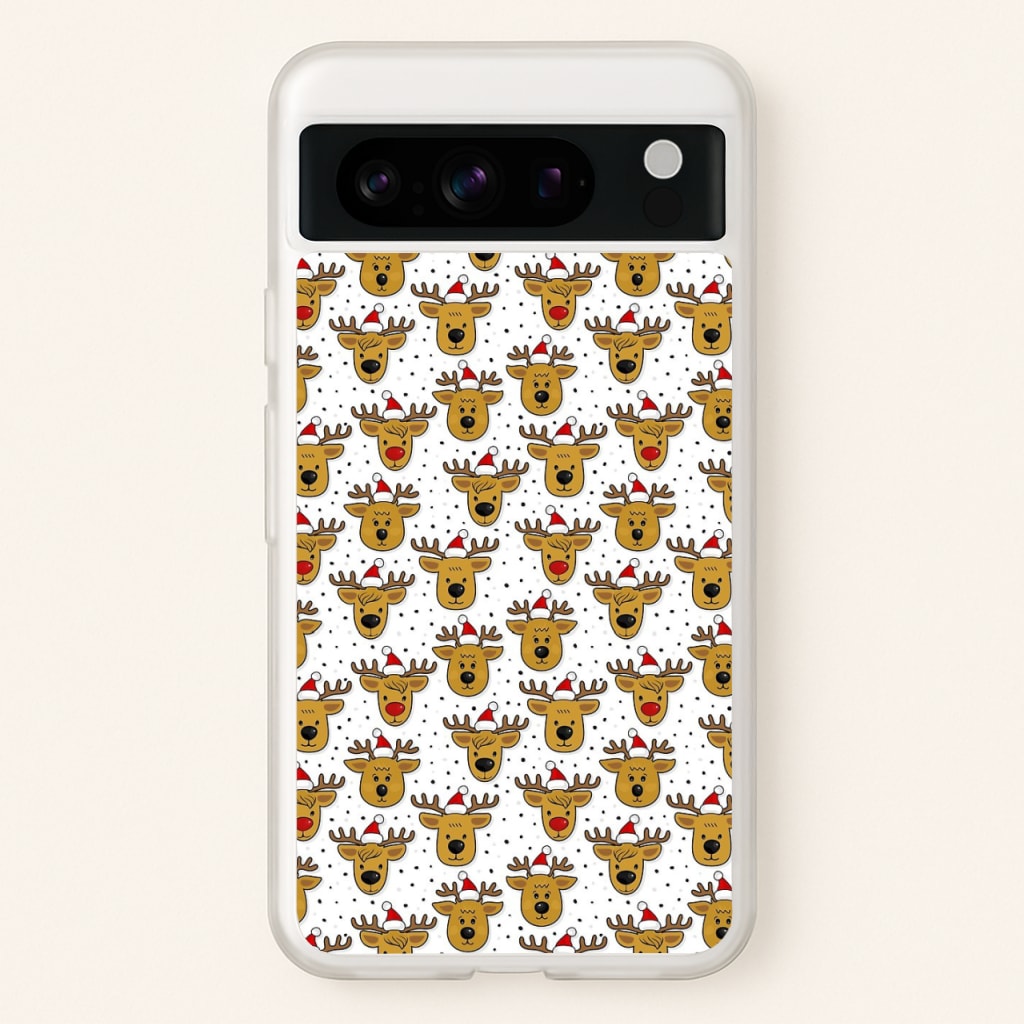 Reindeers In Santa Hats Pattern - Phone Case for Google Pixel 8 Pro