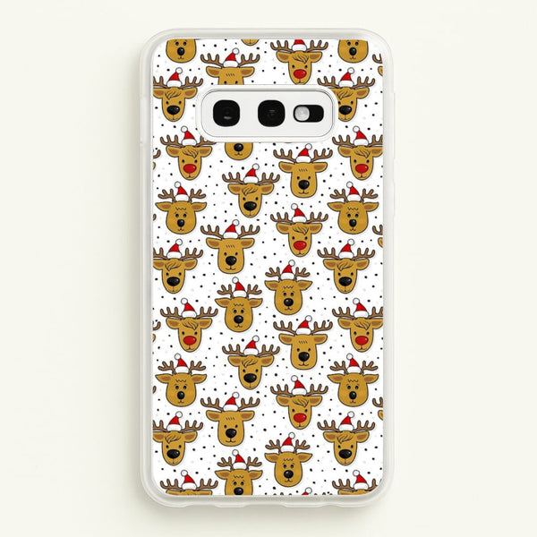Reindeers In Santa Hats Pattern - Phone Case for Galaxy S10e