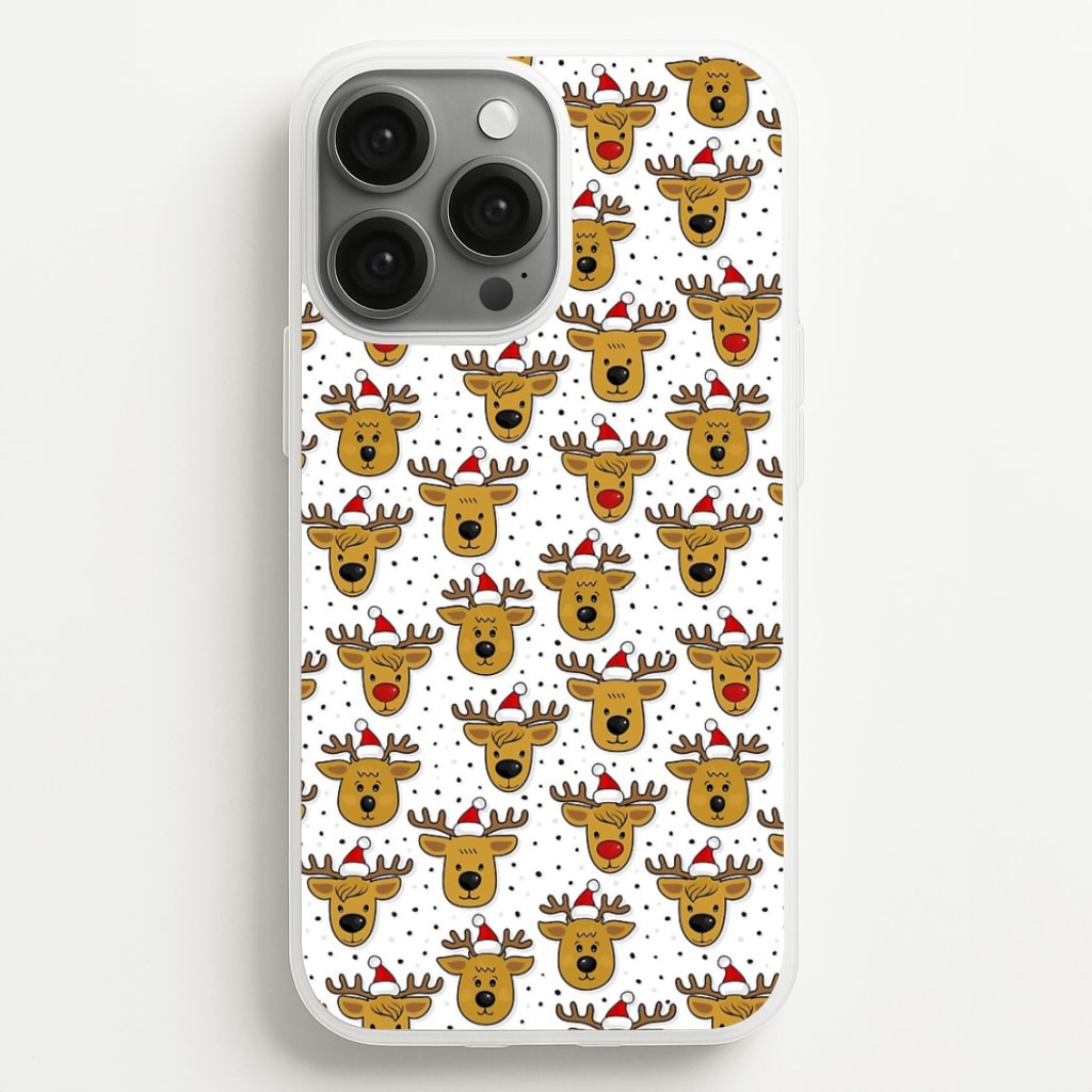 Reindeers In Santa Hats Pattern - Phone Case for iPhone 13 Pro Max