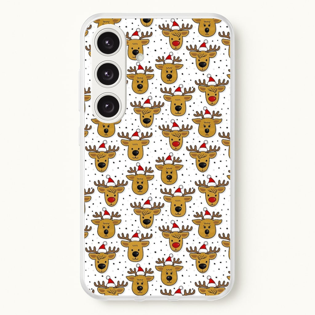 Reindeers In Santa Hats Pattern - Phone Case for Galaxy S25