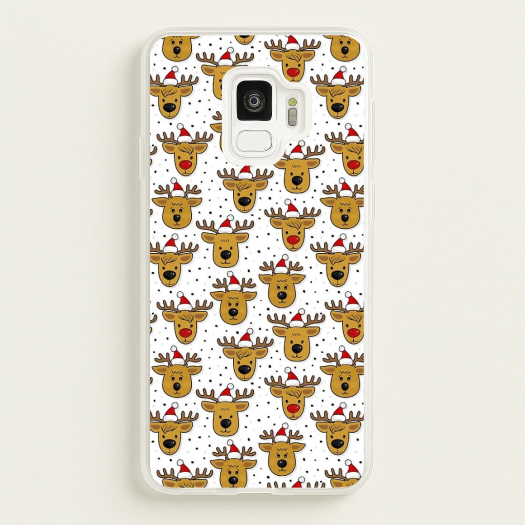 Reindeers In Santa Hats Pattern - Phone Case for Galaxy S9