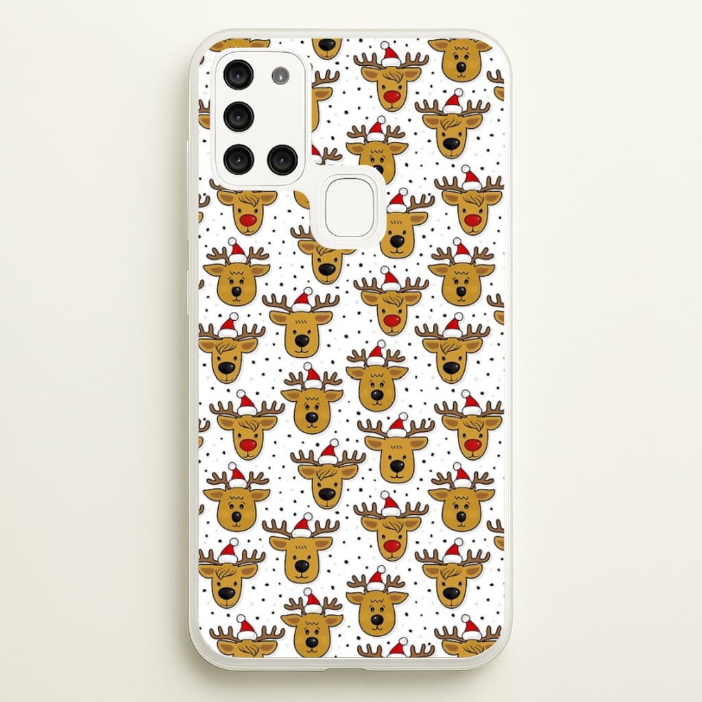 Reindeers In Santa Hats Pattern - Phone Case for Galaxy A21s