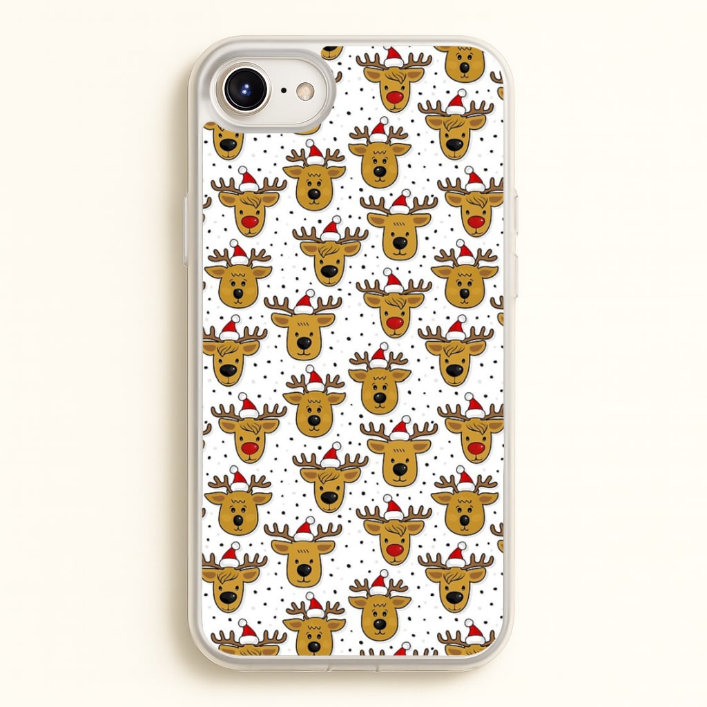 Reindeers In Santa Hats Pattern - Phone Case for iPhone 6 / 7 / 8 / SE