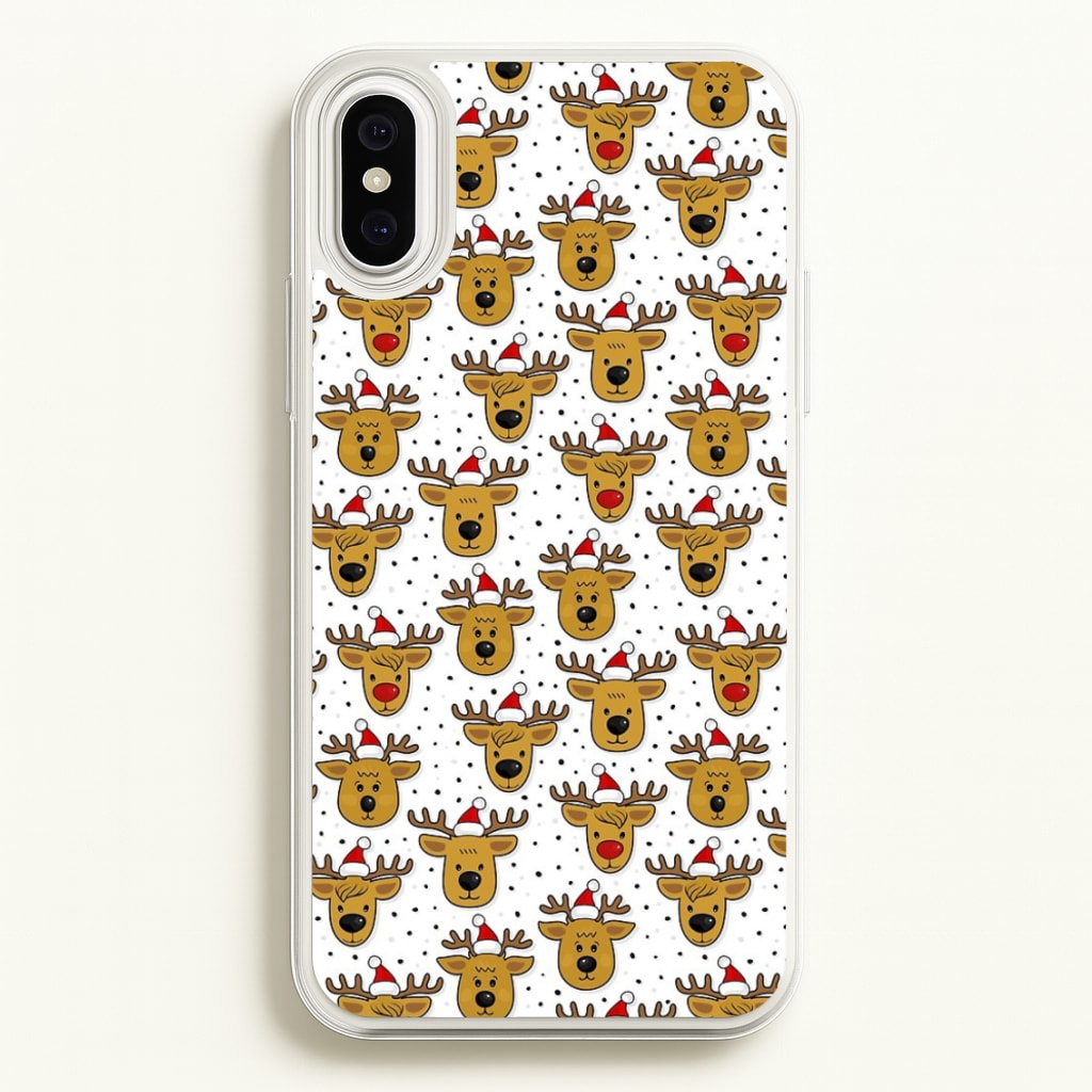 Reindeers In Santa Hats Pattern - Phone Case for iPhone XS Max