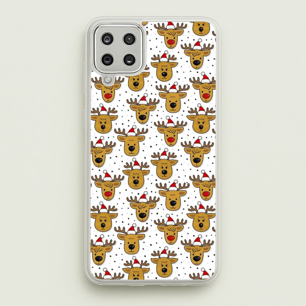 Reindeers In Santa Hats Pattern - Phone Case for Galaxy A12