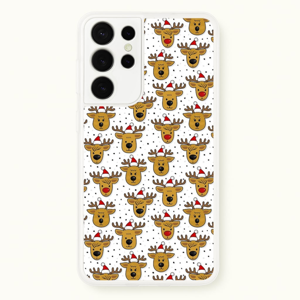 Reindeers In Santa Hats Pattern - Phone Case for Galaxy S21 Ultra