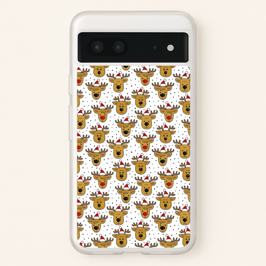 Reindeers In Santa Hats Pattern - Phone Case for Google Pixel 7