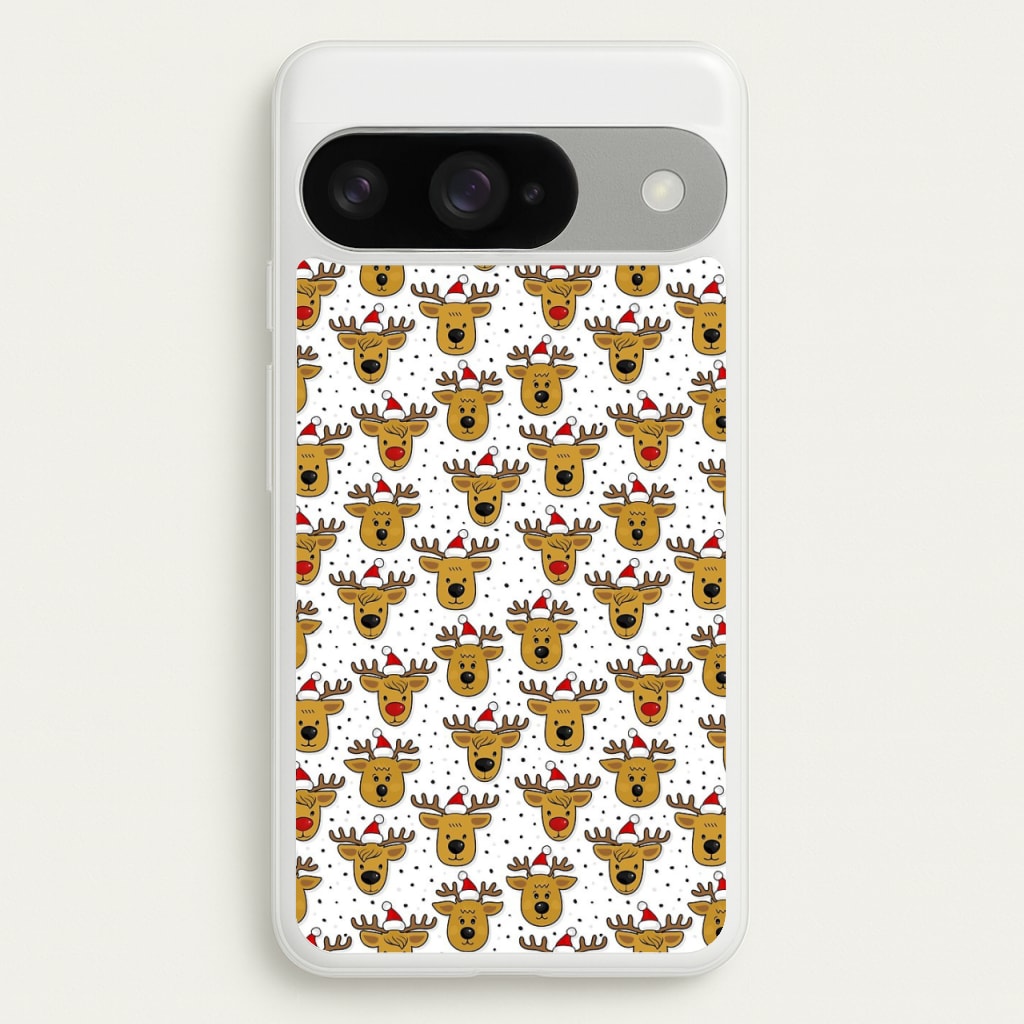 Reindeers In Santa Hats Pattern Phone Case for Google Pixel 10 / 10 Pro