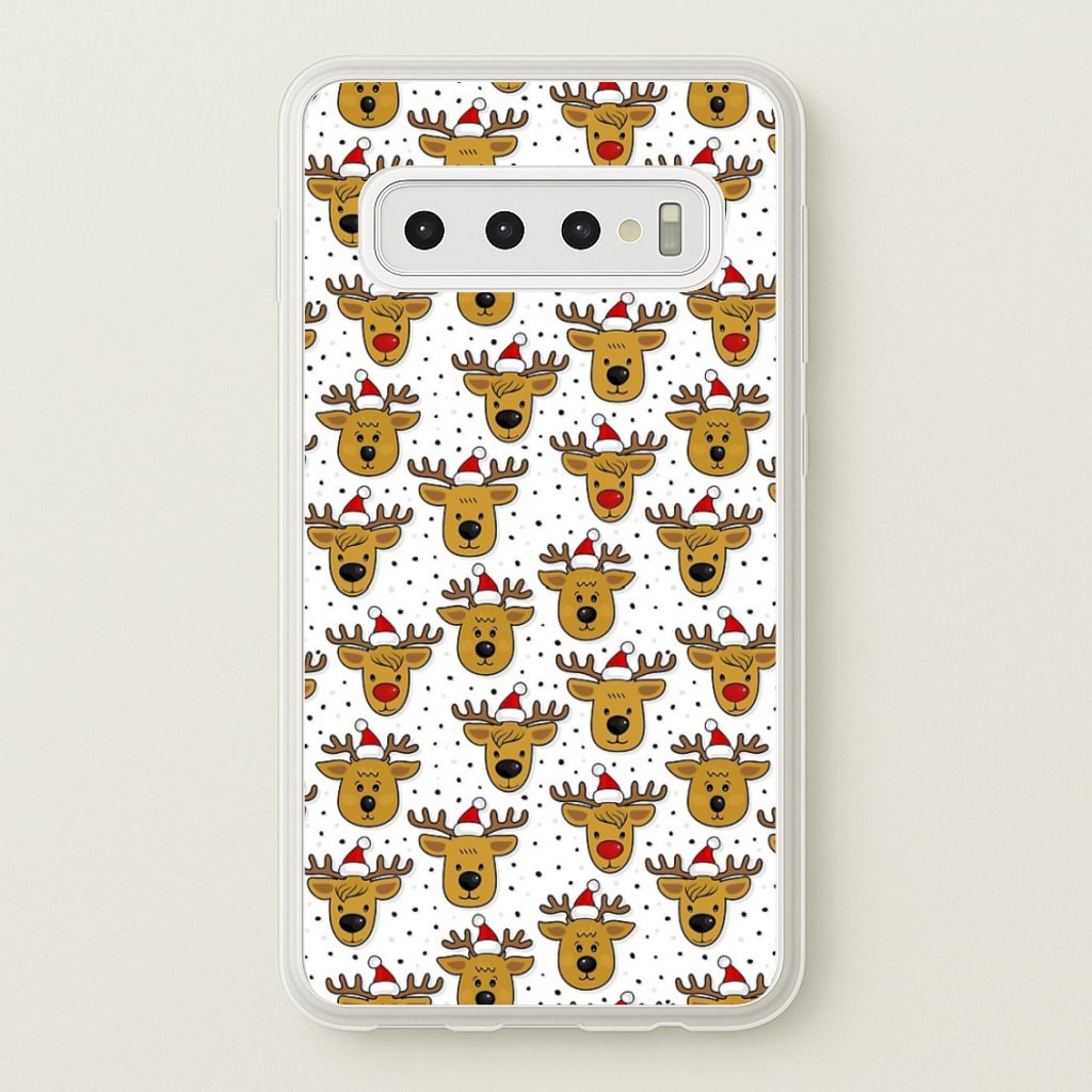 Reindeers In Santa Hats Pattern - Phone Case for Galaxy S10 Plus