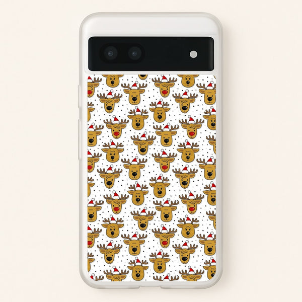 Reindeers In Santa Hats Pattern - Phone Case for Google Pixel 6a