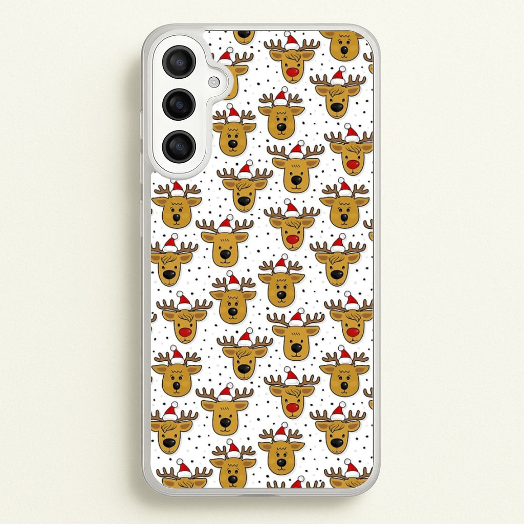 Reindeers In Santa Hats Pattern - Phone Case for Galaxy A34