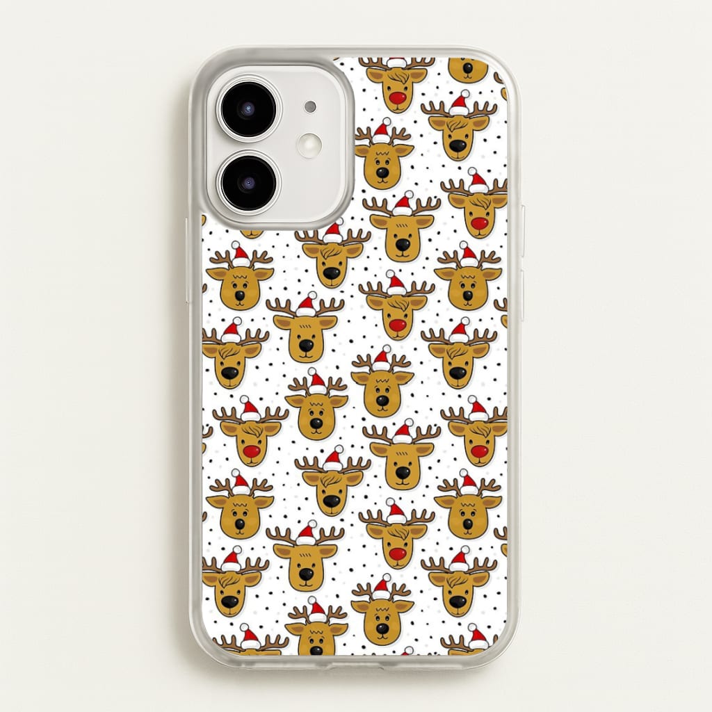 Reindeers In Santa Hats Pattern - Phone Case for iPhone 12 Mini