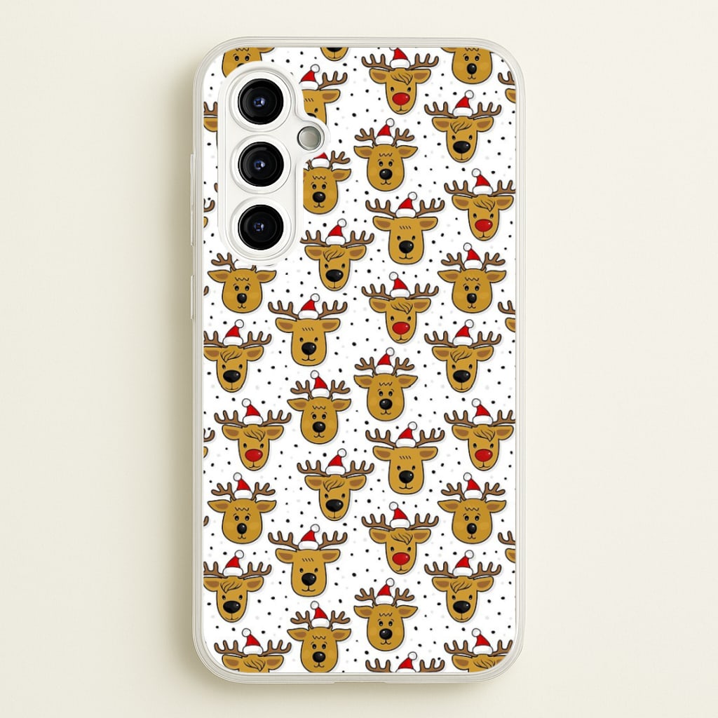 Reindeers In Santa Hats Pattern - Phone Case for Galaxy A54