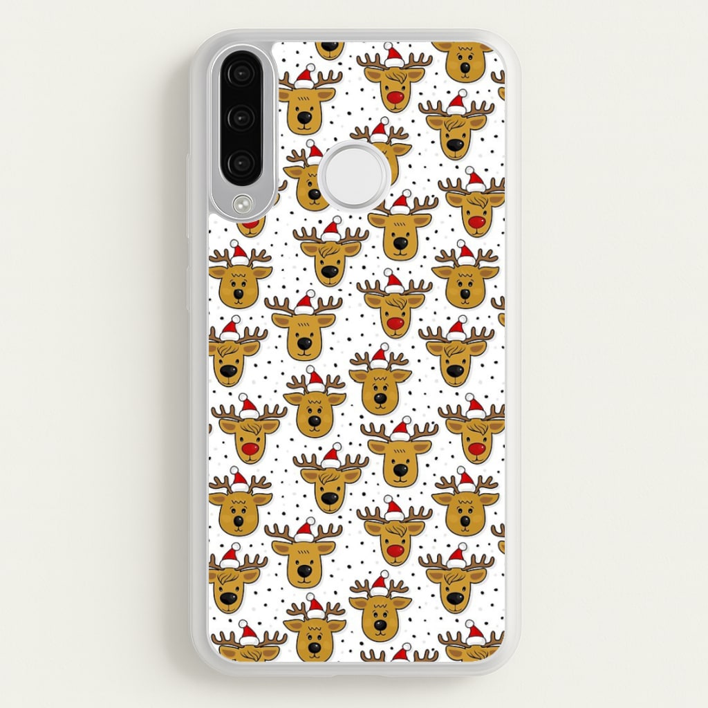 Reindeers In Santa Hats Pattern - Phone Case for Huawei P30 Lite
