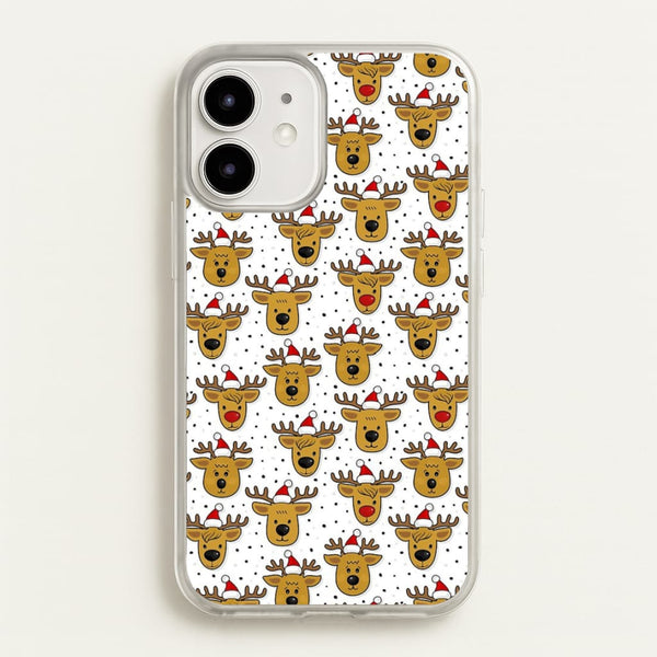 Reindeers In Santa Hats Pattern - Phone Case for iPhone 12 / 12 Pro