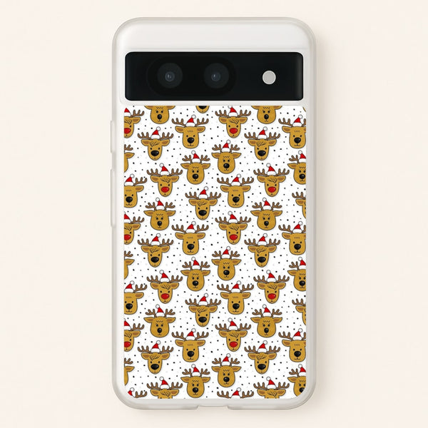 Reindeers In Santa Hats Pattern - Phone Case for Google Pixel 8a
