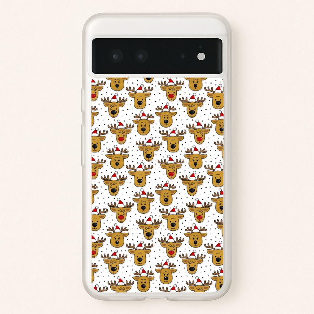 Reindeers In Santa Hats Pattern - Phone Case for Google Pixel 6