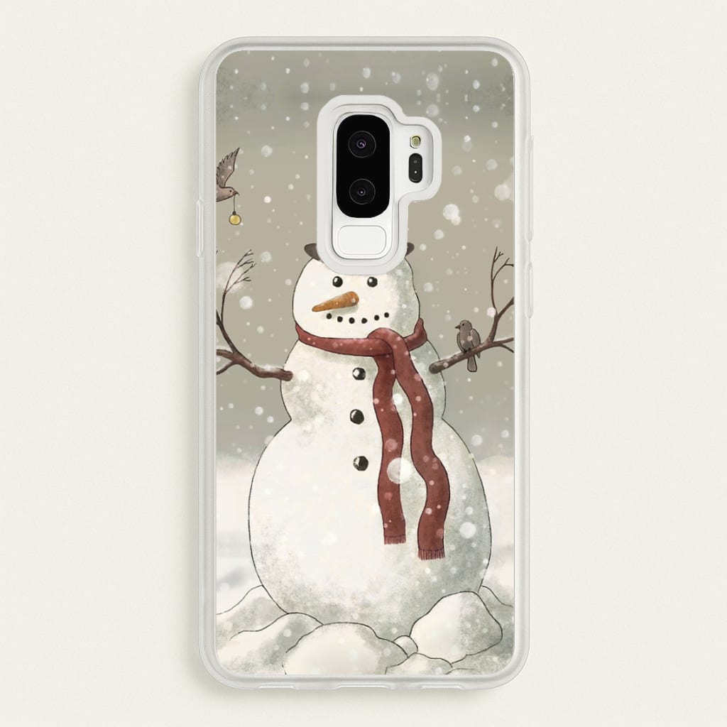 Christmas Snowman Drawing - Phone Case for Galaxy S9 Plus