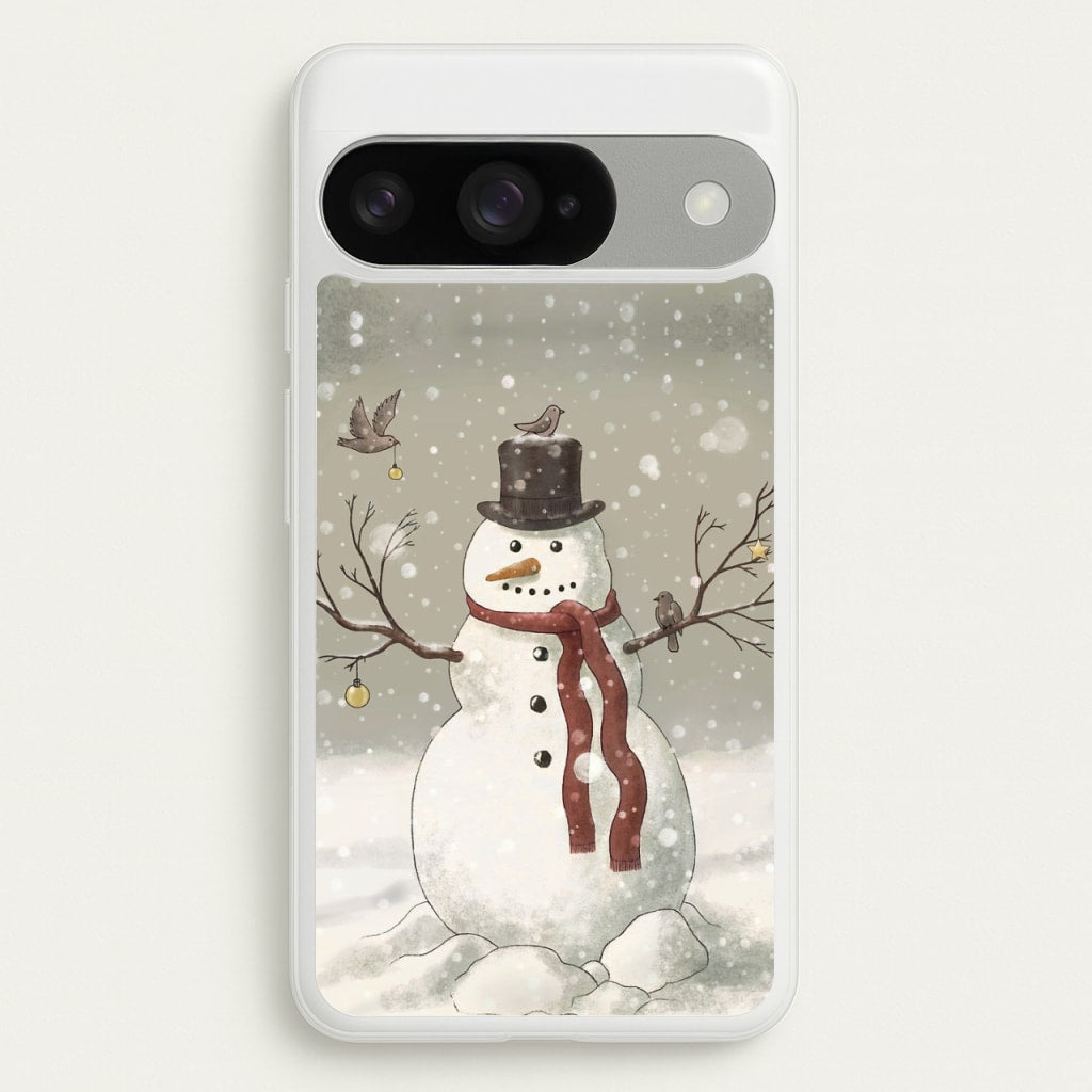 Christmas Snowman Drawing Phone Case for Google Pixel 10 / 10 Pro