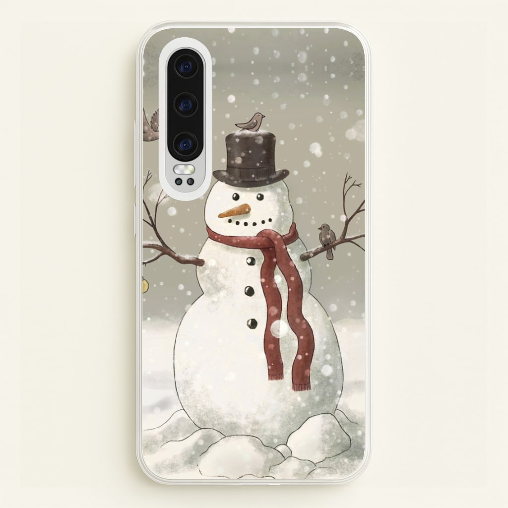 Christmas Snowman Drawing - Phone Case for Huawei P30