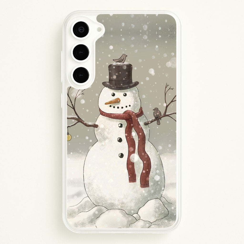 Christmas Snowman Drawing - Phone Case for Galaxy S23 Plus