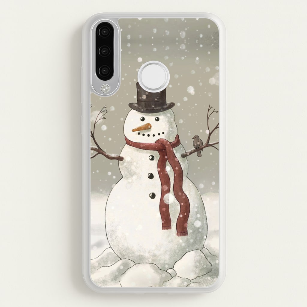 Christmas Snowman Drawing - Phone Case for Huawei P30 Lite