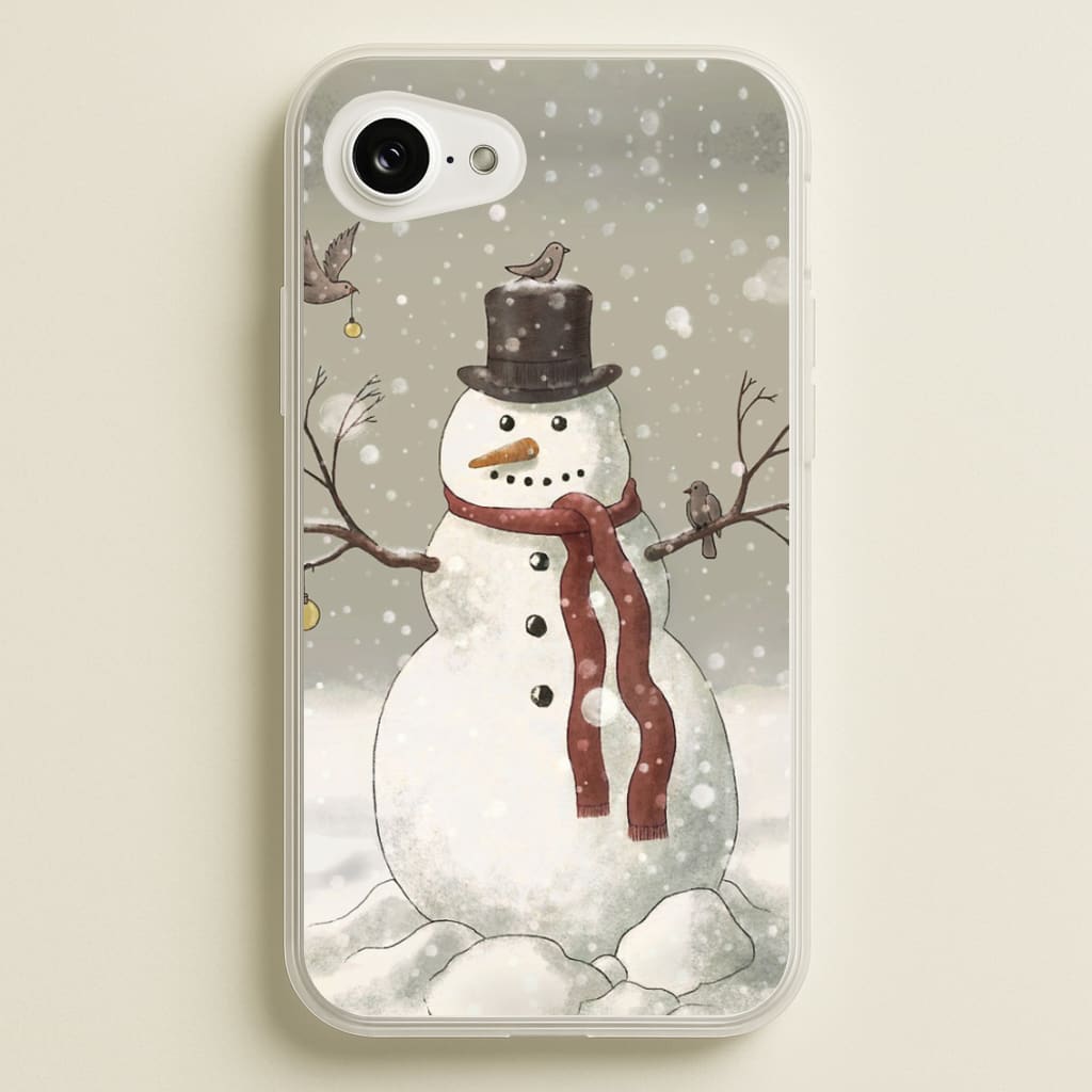 Christmas Snowman Drawing - Phone Case for iPhone 16e
