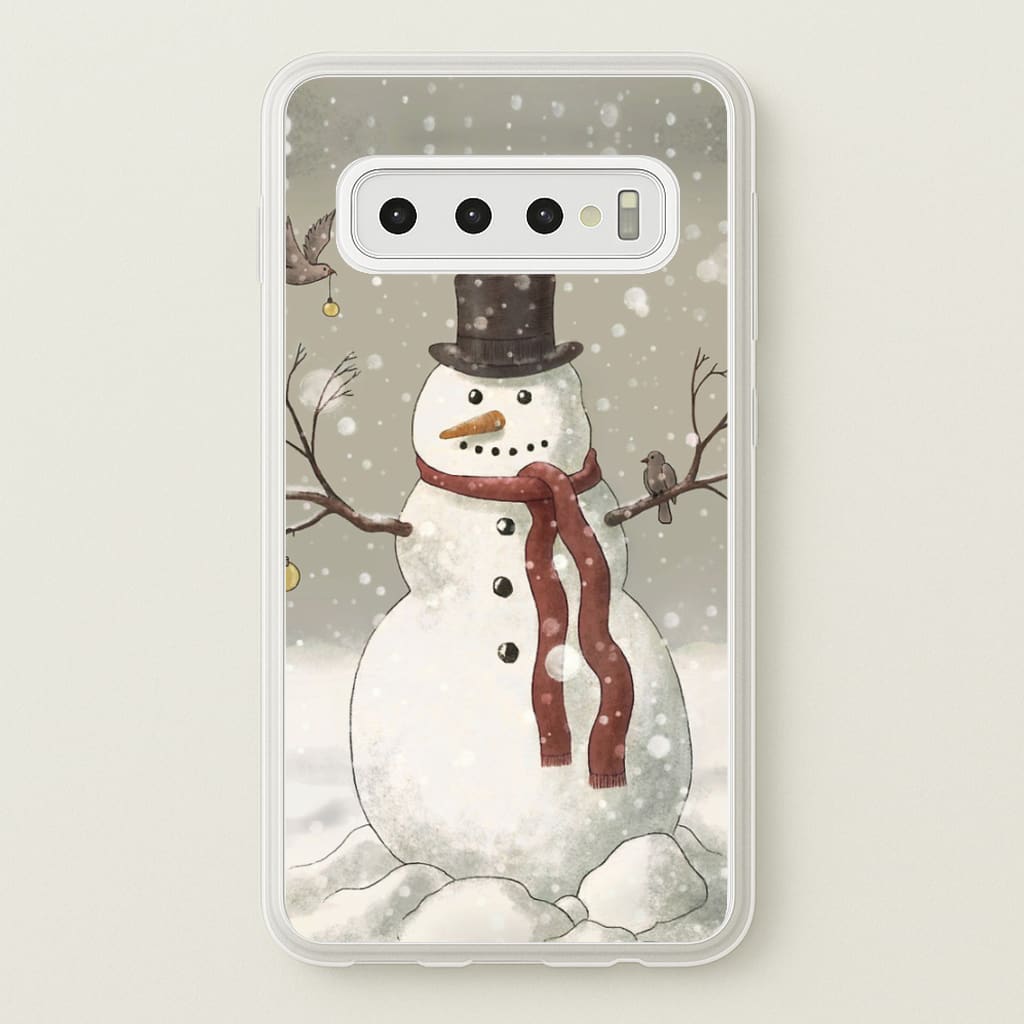 Christmas Snowman Drawing - Phone Case for Galaxy S10 Plus