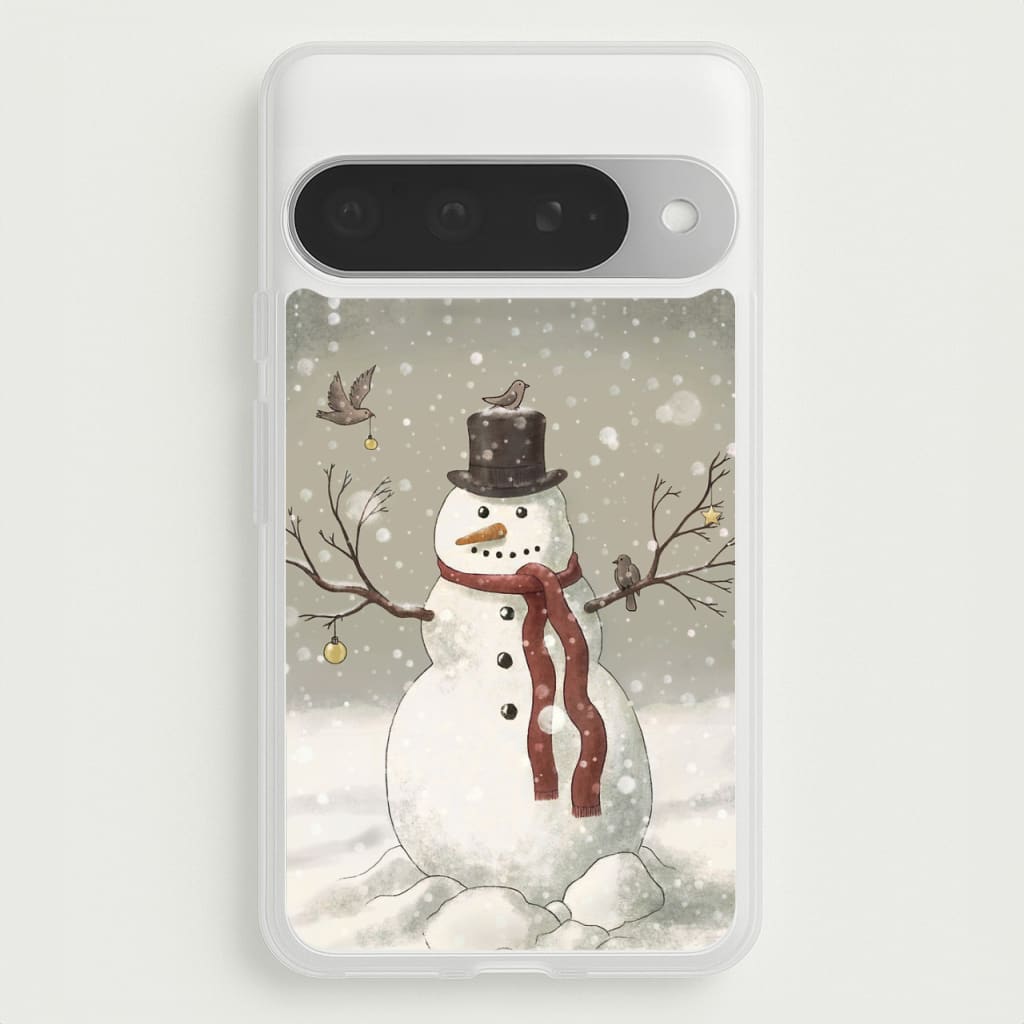 Christmas Snowman Drawing Phone Case for Google Pixel 10 Pro XL