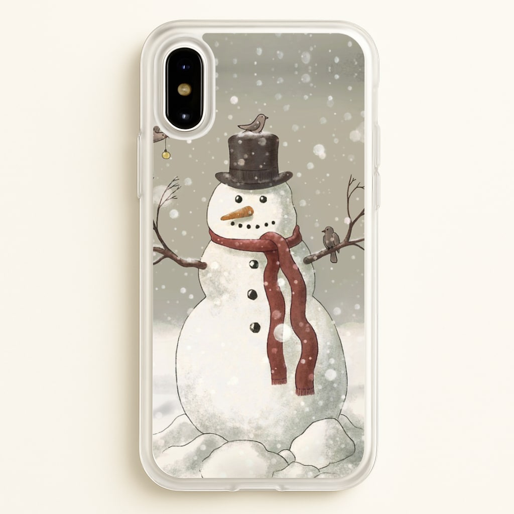 Christmas Snowman Drawing - Phone Case for iPhone X / XS