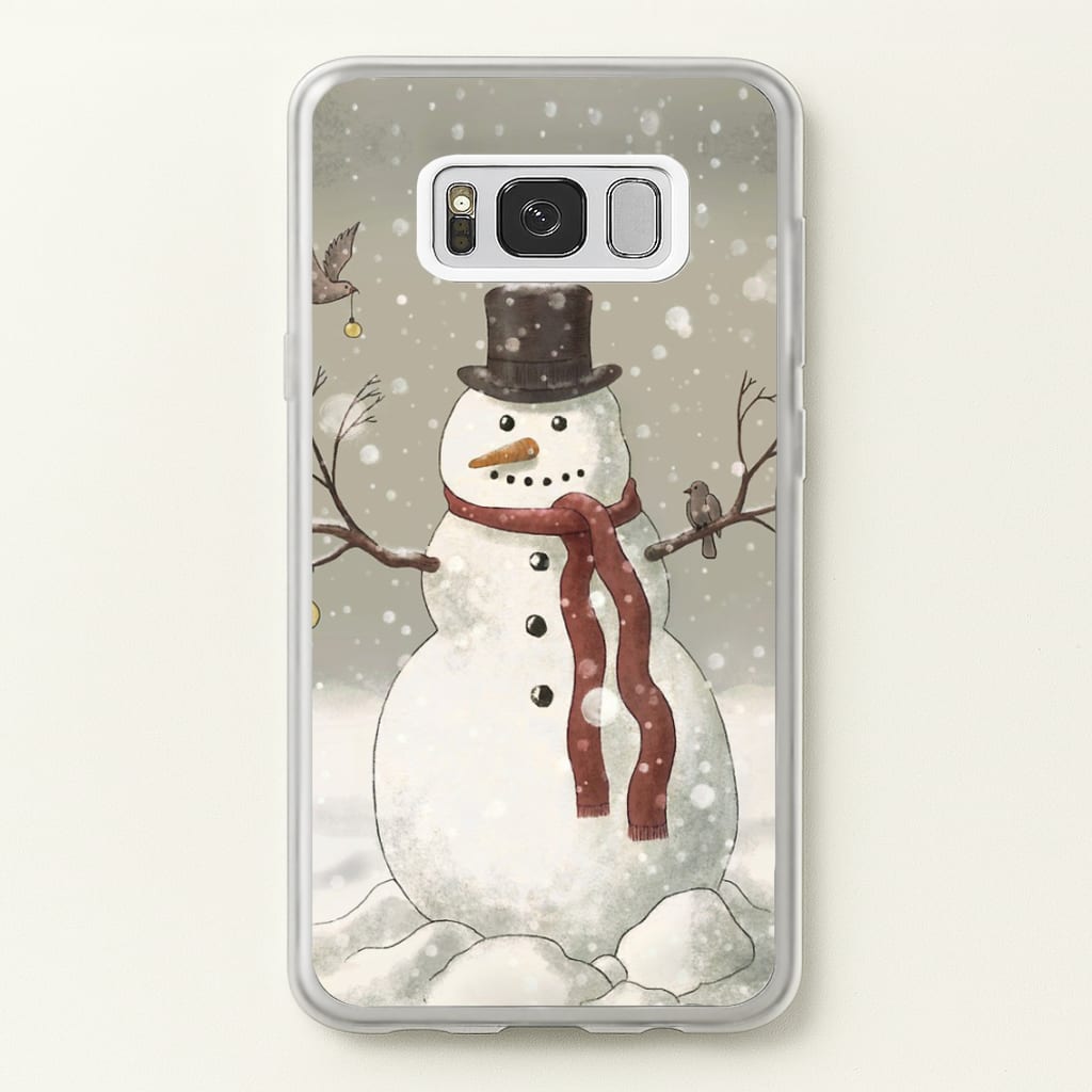 Christmas Snowman Drawing - Phone Case for Galaxy S8 Plus