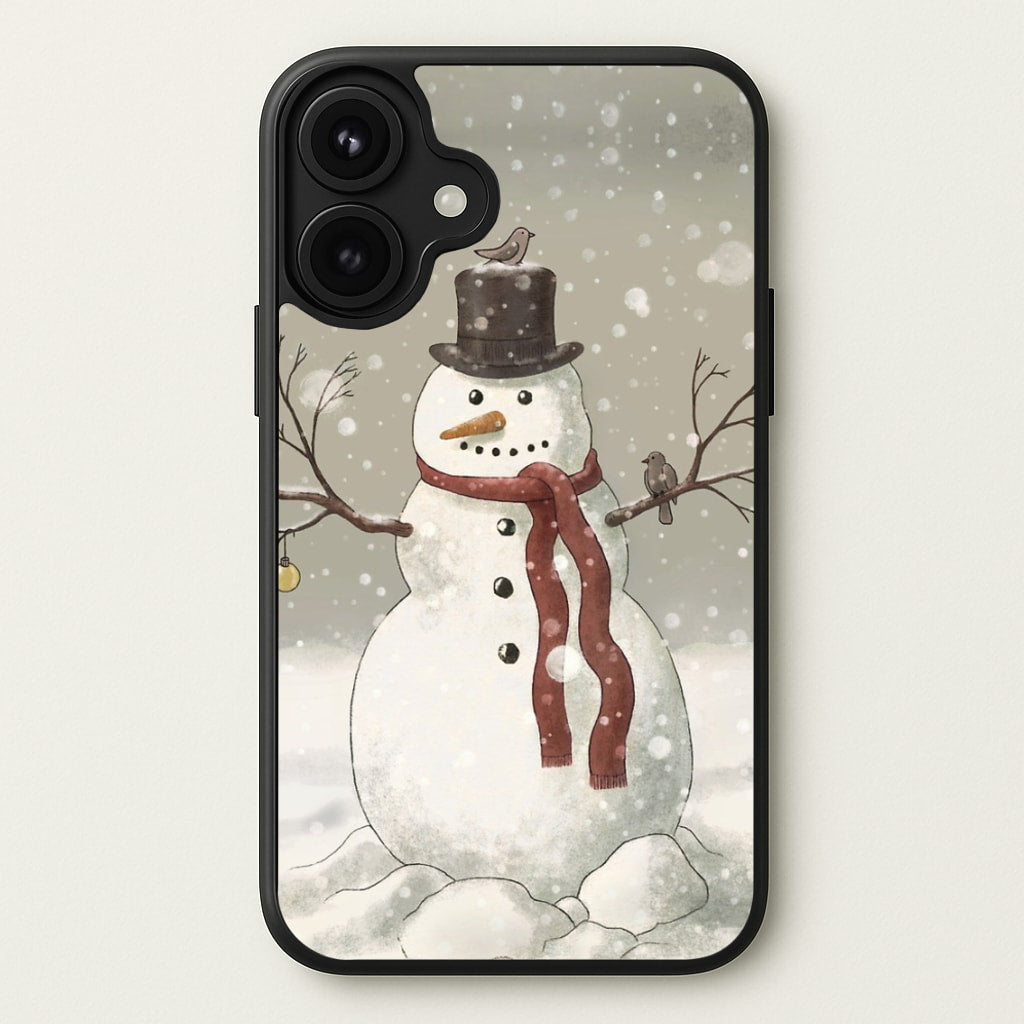 Christmas Snowman Drawing Phone Case for iPhone 17