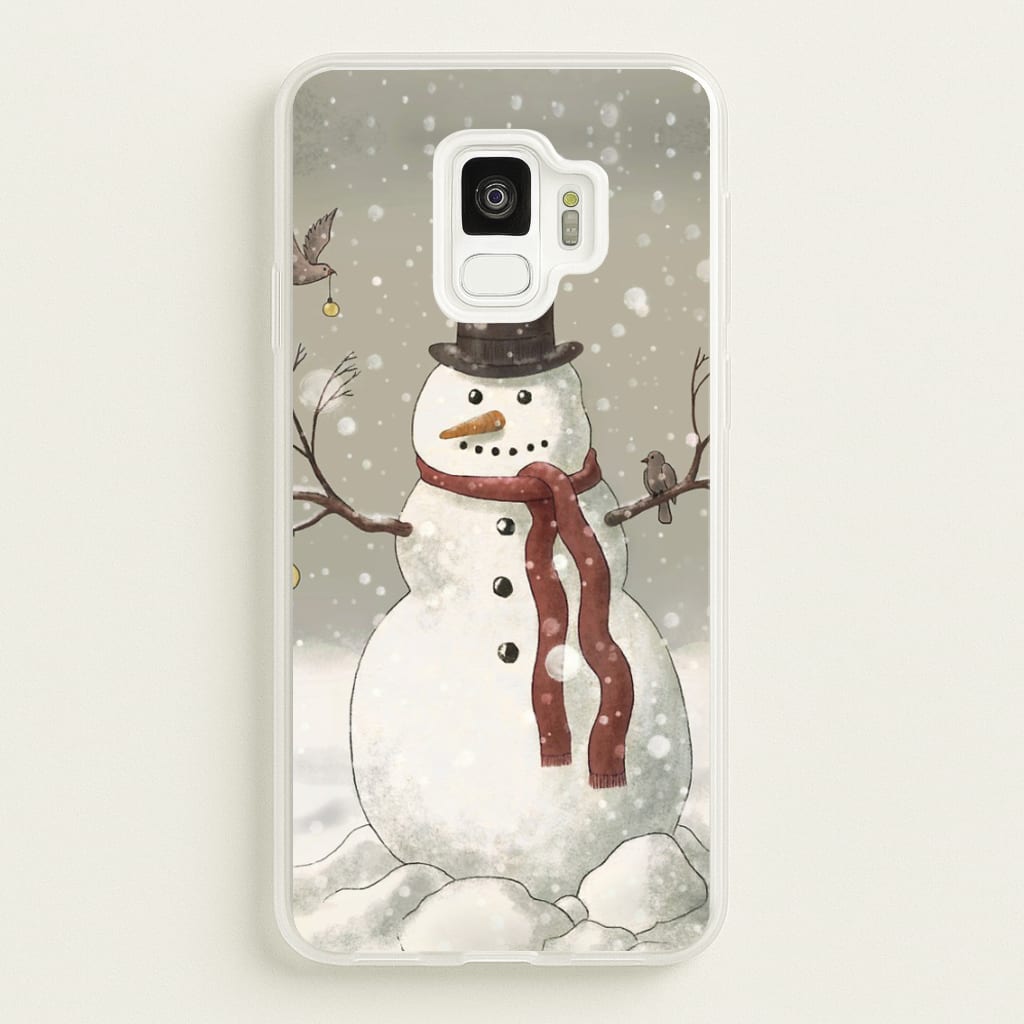Christmas Snowman Drawing - Phone Case for Galaxy S9