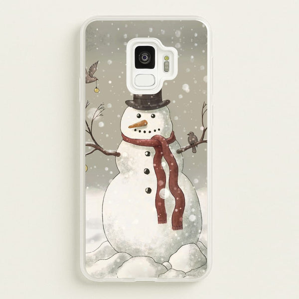 Christmas Snowman Drawing - Phone Case for Galaxy S9