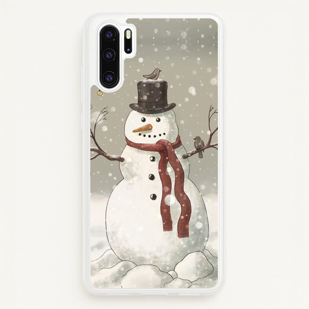 Christmas Snowman Drawing - Phone Case for Huawei P30 Pro