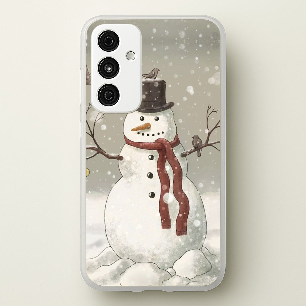 Christmas Snowman Drawing - Phone Case for Galaxy A55
