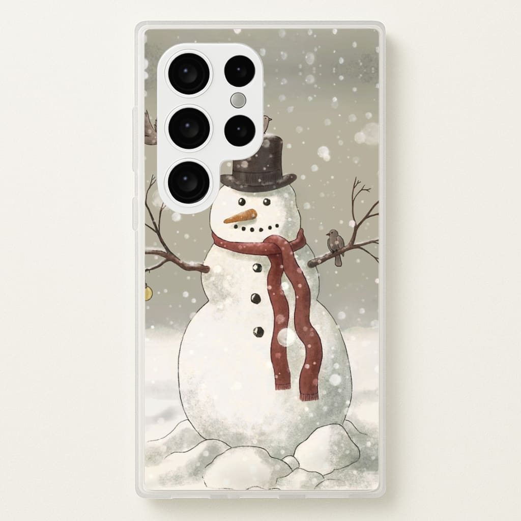 Christmas Snowman Drawing - Phone Case for Galaxy S24 Ultra