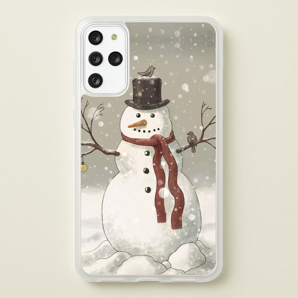 Christmas Snowman Drawing - Phone Case for Galaxy S20 Plus